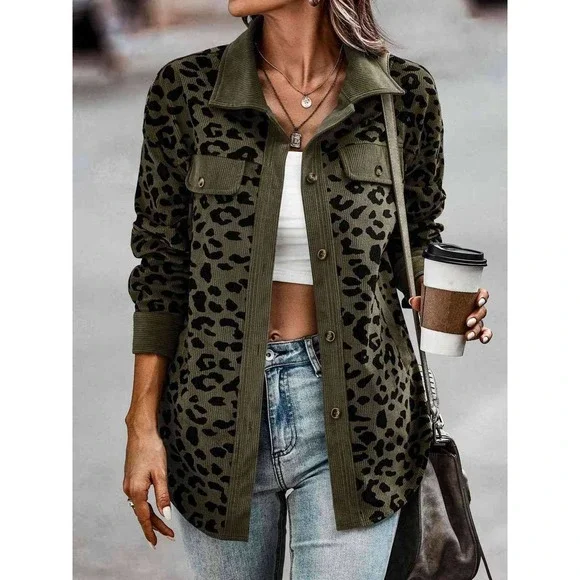 Leopard Button Down Shacket Jacket - Picture 11 of 11